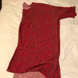 Lularoe XL Irma. Red and brown print. EUC.